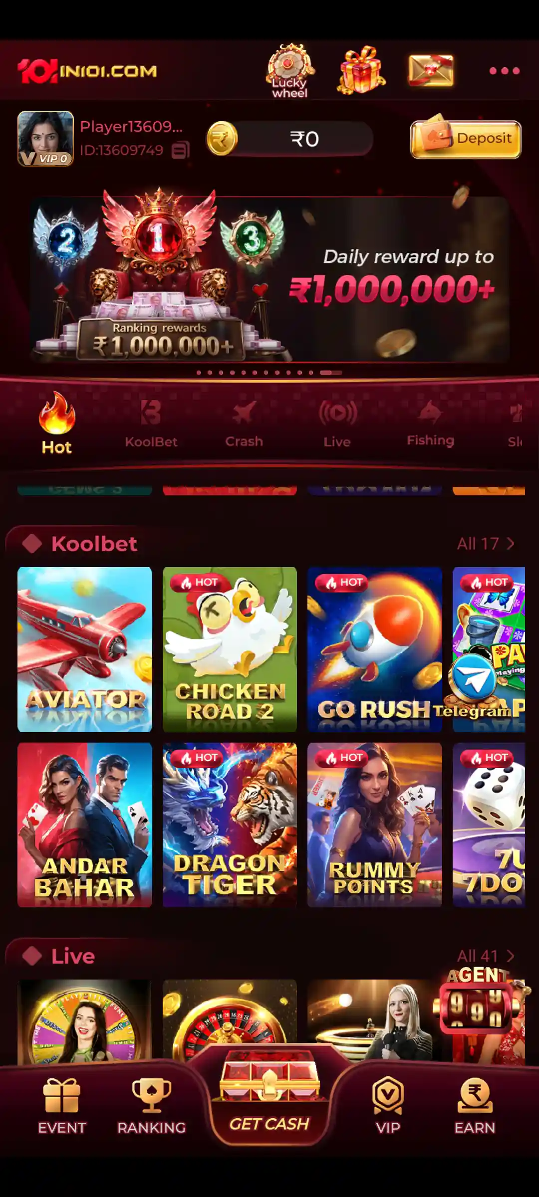 IN101 Game account and game menu